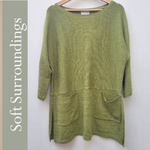 Surrounding Scoop Neck Oversized Tunic Cotton Blend  Sweater Top SM